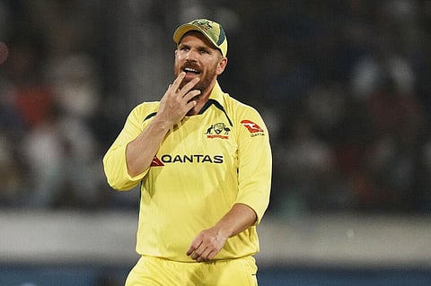 Australia's captain Aaron Finch reacts during the third T20 cricket match between India and Australia, in Hyderabad, India. (Photo | AP)