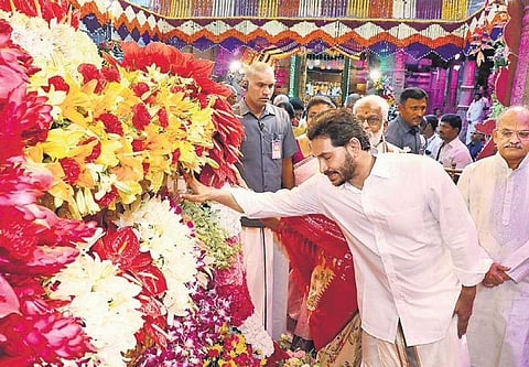 Chief Minister YS Jagan Mohan Reddy offers prayers at Tirumala temple on Wednesday | Express
