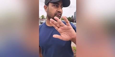 In the video, the American is repeatedly asking the Indian, who can be seen walking near a mall and telling him to stop recording him. (Photo | Wasiq Wasiq Twitter)