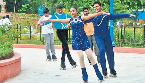 Youngsters perform artistic roller skating at Rajiv Gandhi Park | Prasant Madugula