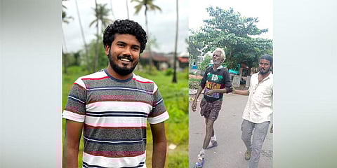 Ambros helping an elderly man on a street in Kochi.