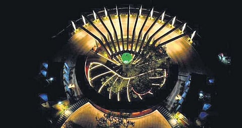 A night view of Gandipet Park developed by the Hyderabad Metropolitan Development Authority. The park is ready for inauguration