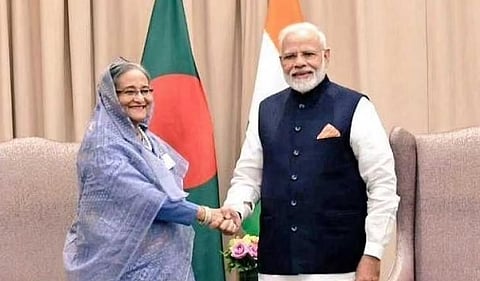 PM Narendra Modi with his Bangladeshi counterpart Sheikh Hasina (File Photo | Twitter/@MEAIndia)