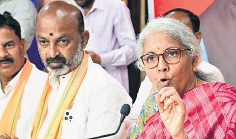 Union Finance Minister Nirmala Sitharaman addresses media on Saturday