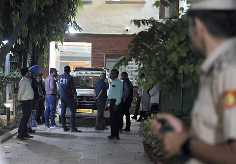 CBI officials leave after a raid at the residence of Delhi Deputy Chief Minister Manish Sisodia in connection with alleged irregularities in Delhi Excise Policy on August 2022. (Photo | PTI)