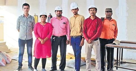 Shriti Pandey (in pink) with her team; (extreme top) Pandey during a pottery class. (Photo | Express)
