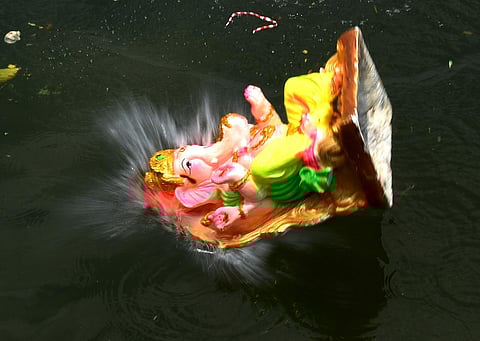 A visual from the immersion of Lord Ganesha idols. (Photo | Madhav K, EPS)