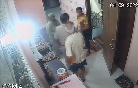 Screengrab of the sub-inspector and her mother are seen having some arguments with her father-in-law. (Photo | ANI)