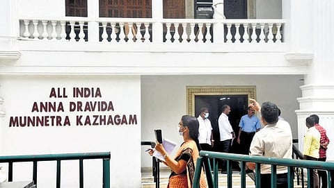 CB-CID officers at the AIADMK party office in Chennai on Wednesday| Martin Louis
