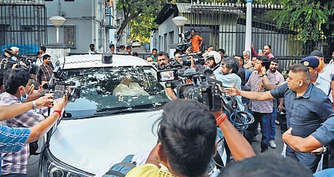 Malay Ghatak leaves his quarters after a raid by CBI officials in connection with the probe into the coal scam in Kolkata on Wednesday. (Photo | PTI)