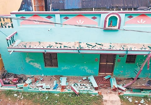 The damaged residence of Sahayarani Victoria in Karaikal | Express