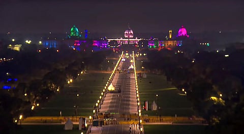 View of the newly-christened Kartavya Path, a stretch from Rashtrapati Bhavan to India Gate, before its inauguration in New Delhi on Thursday. (Photo | PTI)