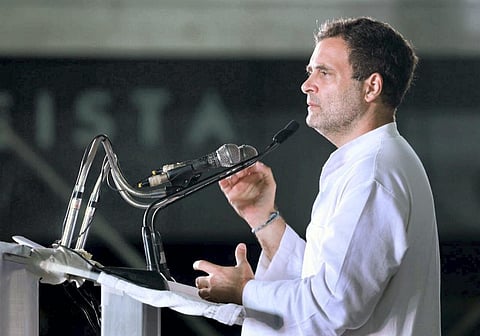 Congress leader Rahul Gandhi addresses the launch of 'Bharat Jodo Yatra', in Kanyakumari. (Photo | PTI)