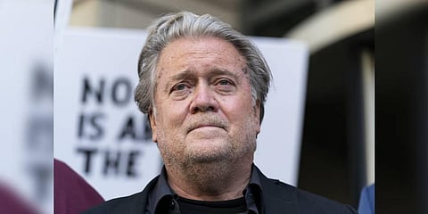 Former White House strategist Steve Bannon pauses as he departs federal court. (Photo | AP)