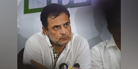 Congress leader Rahul Gandhi addresses media during the ongoing 'Bharat Jodo Yatra' of Congress, at Puliyurkurichi in Kanyakumari. (Photo | PTI)