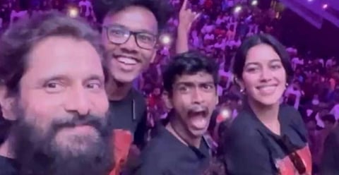 Actor Vikram with his fans