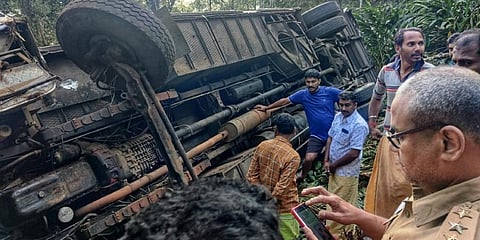 The bus lost control and fell deep into the gorge. (Photo | Special arrangement)