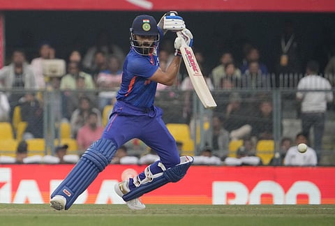 India's Virat Kohli plays a shot during the first one-day international cricket match between India and Sri Lanka in Guwahati, India, Tuesday, Jan. 10, 2023 (Photo | AP)