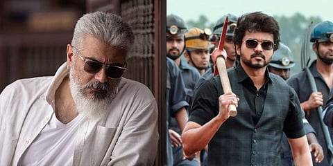 The Vijay-starrer Varisu and the Ajith Kumar-starrer Thunivu are set to hit the theatres on January 11, ahead of the Pongal festivity. (Photo | Screengrabs)