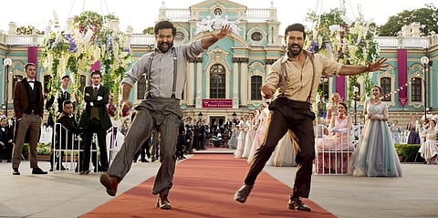 A still from the 'Naatu Naatu' song in 'RRR'.