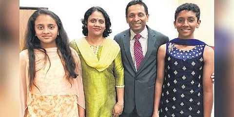 Surendran K Pattel with family
