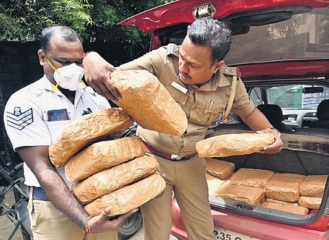 File picture of police seizing drugs from a car | Express