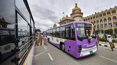 An electric bus in Karnataka.  Image used for representational purpose only. (Photo | PTI)