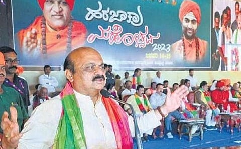 CM Bommai addresses a Panchamasali convention in Davanagere district | Express