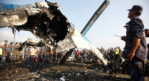 Passenger aircraft crashes on runway of Pokhara Airport in Nepal. (Photo | ANI)