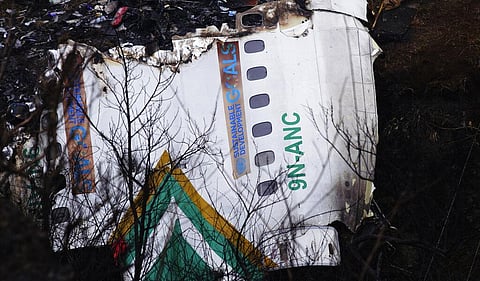 Wreckage of a passenger plane lies near the airport, in Pokhara, Nepal on Jan.16, 2023 | AP