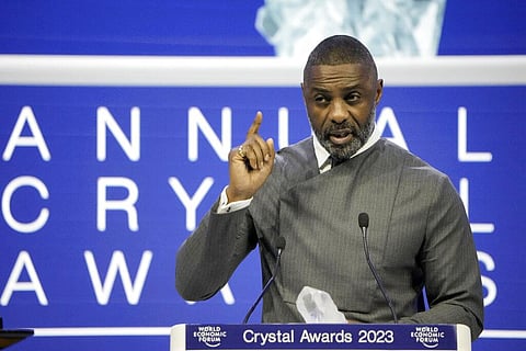 Actor Idris Elba speaks after he received the Crystal Award at the World Economic Forum in Davos, Switzerland Monday, Jan. 16, 2023. (Photo | AP)