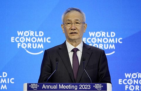 Liu He, Vice Premier of China delivers a speech at the World Economic Forum in Davos, Switzerland Tuesday, Jan. 17, 2023. (Photo | AP)