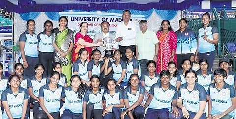 The winning team from MOP Vaishnav College for Women