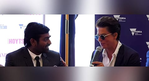 Actors Vijay Sethupathi and Shah Rukh Khan.