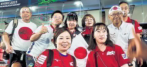 Family members of Japanese hockey players at Kalinga Stadium | debadatta mallick