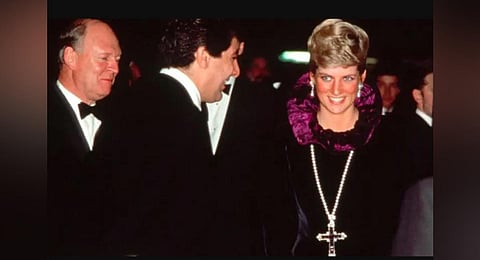 Late Princess Diana wearing the Attallah Cross. (Photo | AP)