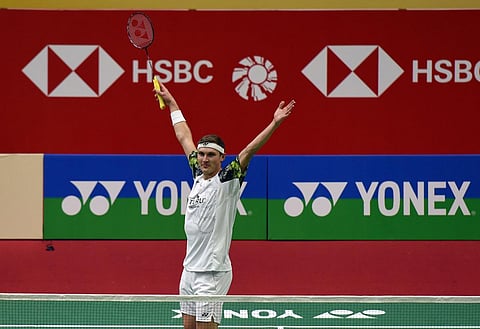 Denmark's Victor Axelsen in action at the India Open Super 750 international badminton tournament in New Delhi. (Photo | Praveen Negi, EPS)