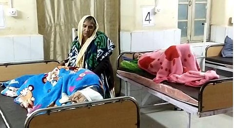 Children admitted in the hospital in Bhavnagar. (Photo | Special Arrangement)