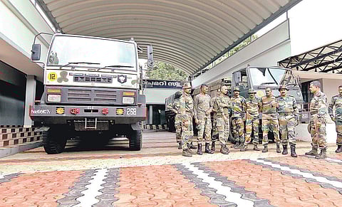 The army men from 19 Madras Regiment, Pangode Military Camp, who are staying at Uliyannoor LP School(File photo | Arun Angela)