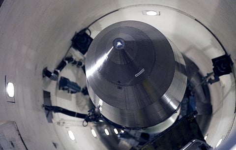An inert Minuteman III missile is seen in a training launch tube at Minot Air Force Base (File Photo | AP)