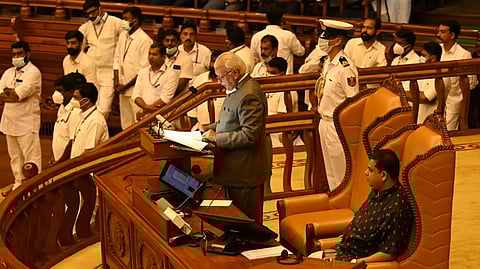 Kerala Governor Arif Mohammed Khan addressing the Assembly | EXPRESS