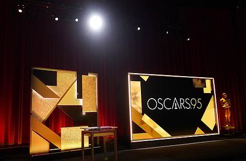 A view of the stage appears before the start of the 95th Academy Awards nomination ceremony on Tuesday, Jan. 24, 2023, at the Academy Museum in Los Angeles. (Photo | AP)