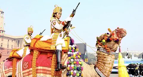 The uniform is styled with the striking Pagh – a turban, inspired by the heritage Pagh of the Mewar region of Rajasthan. (Photo | BSF)
