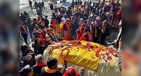 Nepal is in the process of sending two large Shilas (stones) from the banks of the Gandaki river to Ayodhya which will be used to make idols of Ram and Sita. (Photo | EPS)