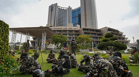 Tight security arrangements at Civic Center.