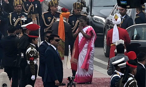 India is celebrating its 74th Republic Day on Thursday. President Droupadi Murmu commenced the celebrations of the 74th Republic Day, for the first time since assuming office last year, by unfurling the national flag at Kartavya Path. (Photo | V Shekhar Yadav, EPS)