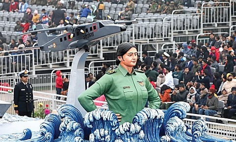 A tableau of the Indian Navy during the Republic Day parade at Kartavya Path in New Delhi on Thursday | Shekhar Yadav