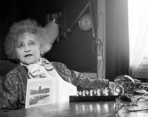 French writer Colette in her home at the Palais Royal in Paris in 1952. (Photo by AFP)