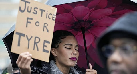 Demonstrators march during a protest, over the death of Tyre Nichols, who died after being beaten by Memphis police. (Photo | AP)