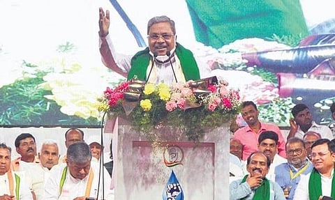 Siddaramaiah speaks at the Mahadayi convention in Hubballi | D Hemanth